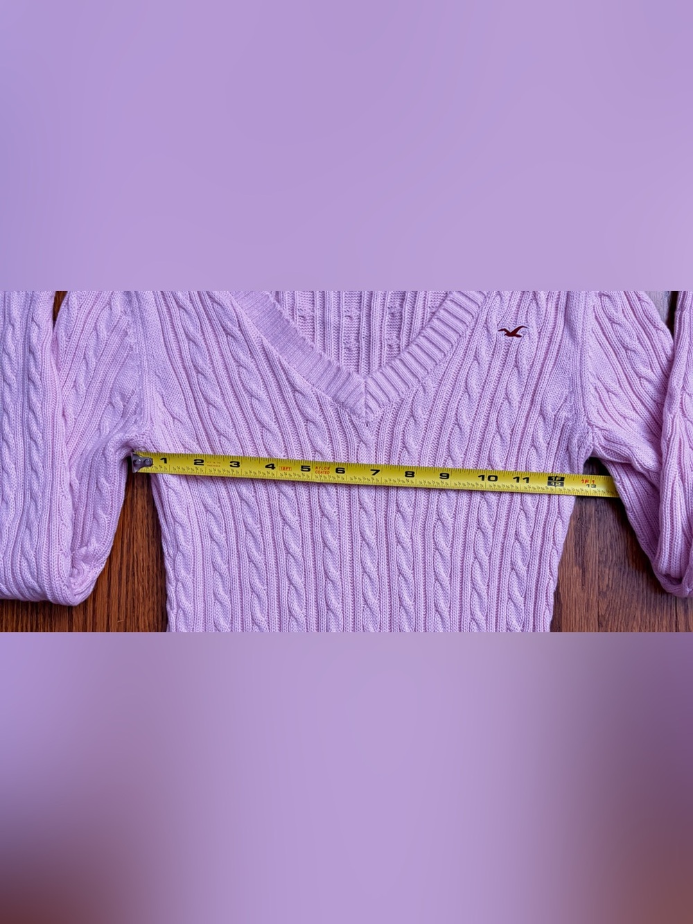 Hollister Light Pink Cable Knit V‑Neck Sweater Size Small - Picture 4 of 6